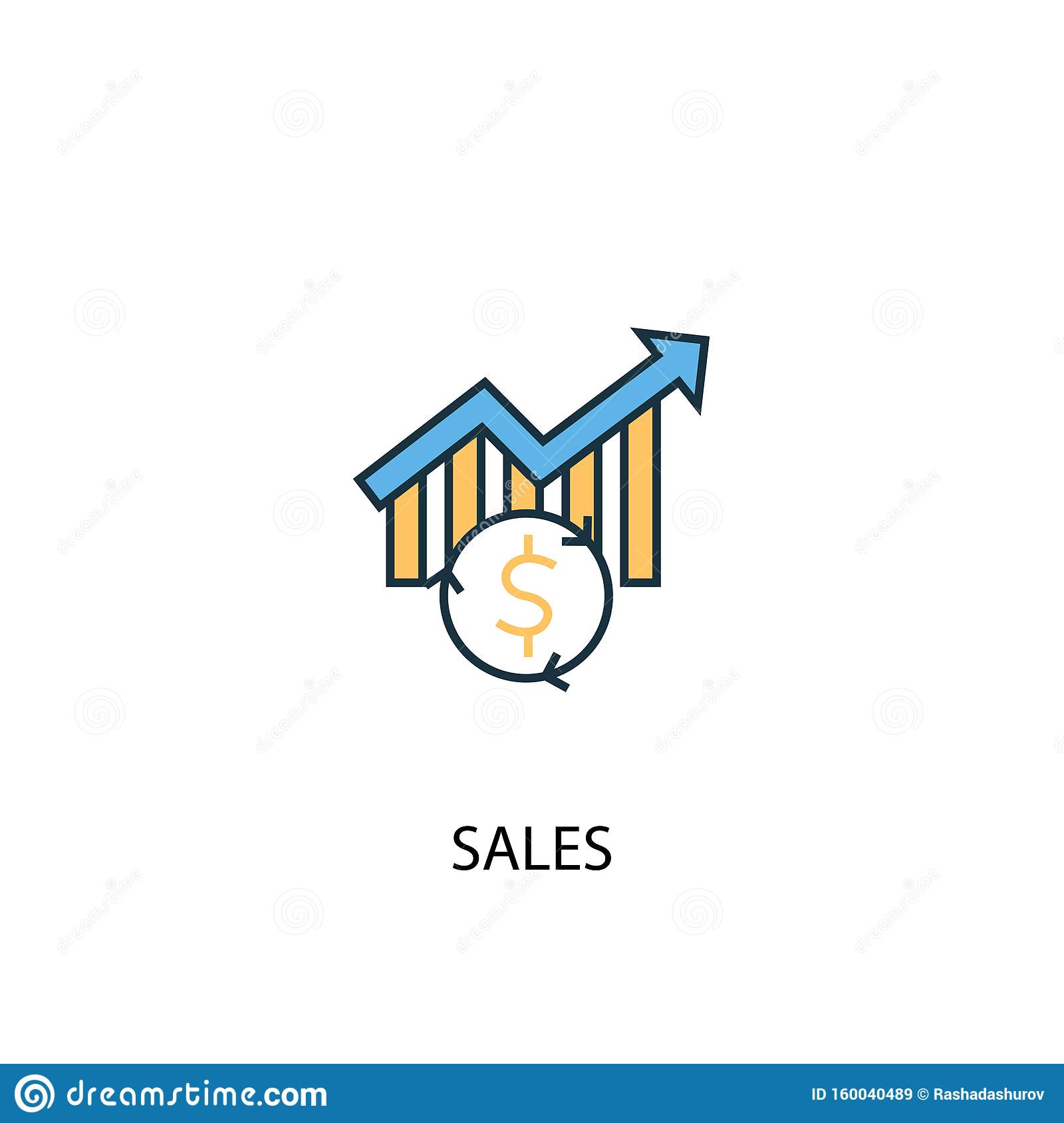 sales concept colored line icon simple yellow blue element illustration sales concept sales concept colored line icon 160040489
